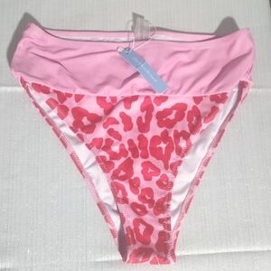 LIVE LIFE ON THE BEACH. S M. Vibrant Pink and Red Bikini Bottom Abstract Print